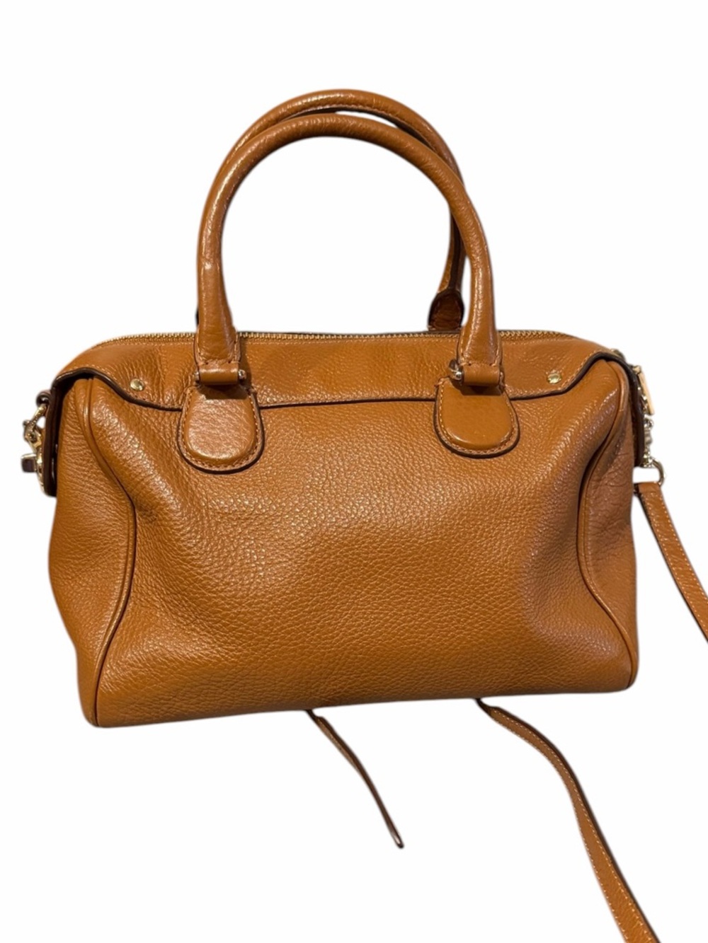 Coach Mini Bennett Satchel Pebbled Leather Caramel Brown Crossbody Strap VGC - Picture 2 of 16